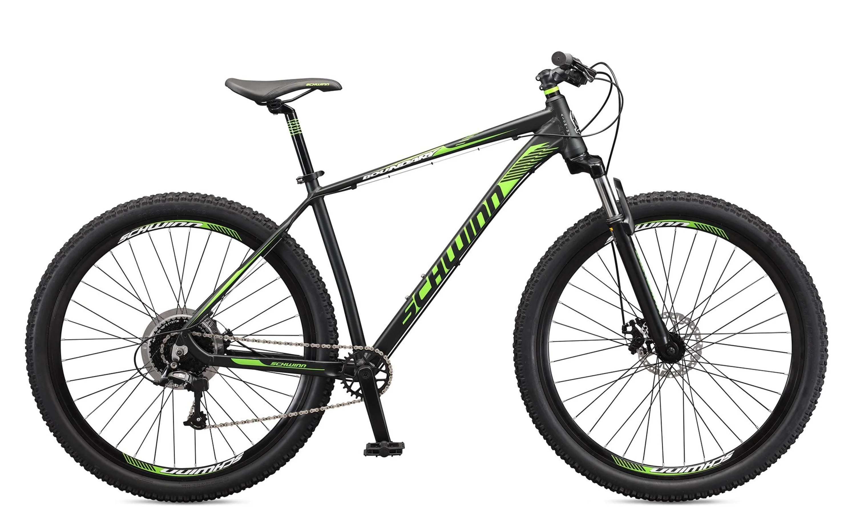 29-in. Boundary Mens Mountain Bike, Black and Green - Image 2