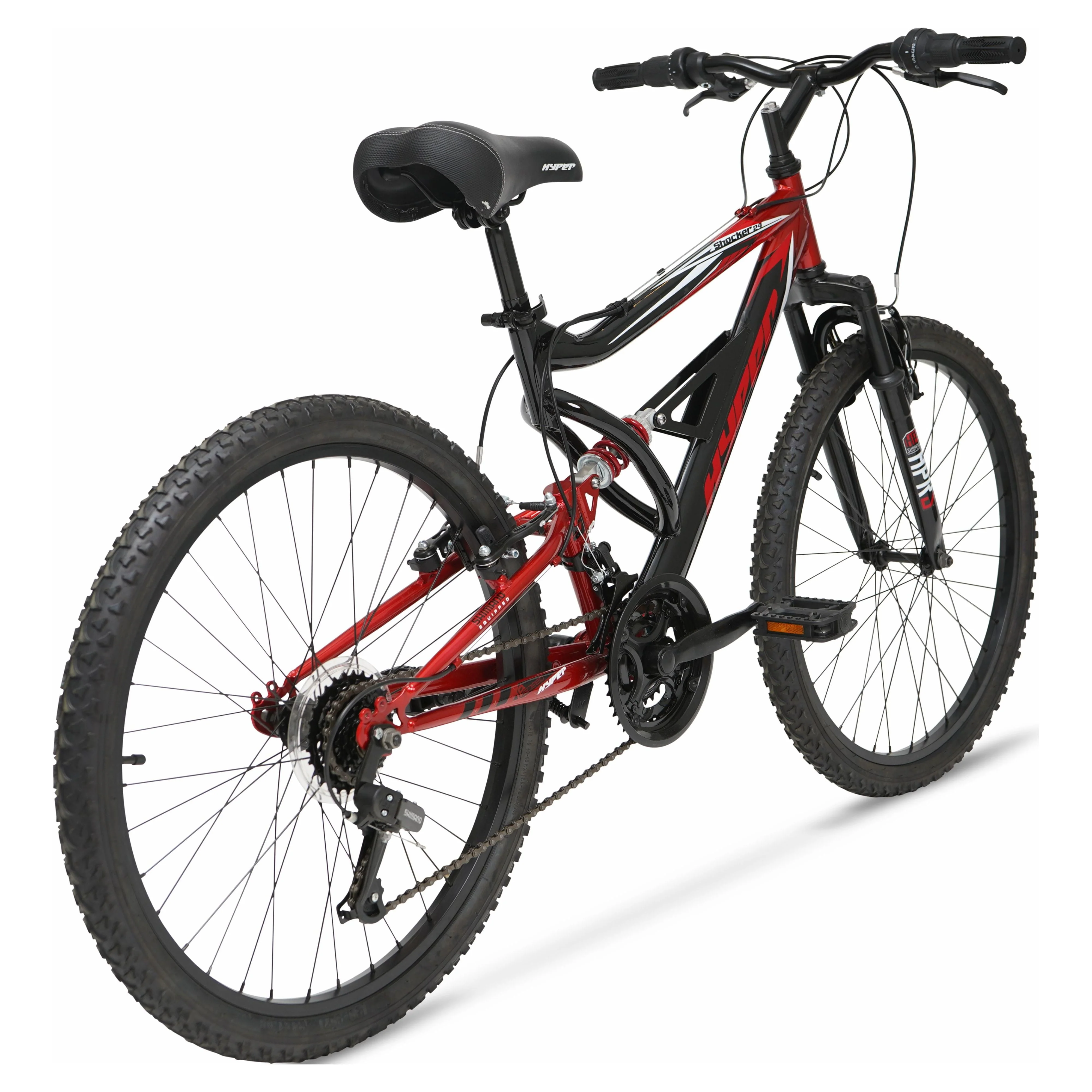 Hyper Bicycle 24" Shocker Mountain Bike, Kids, Red and Black - Image 2