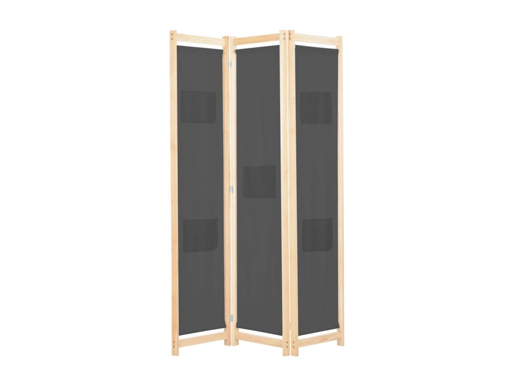 Tabique 3 paneles Gris 120x170x4 cm Tela