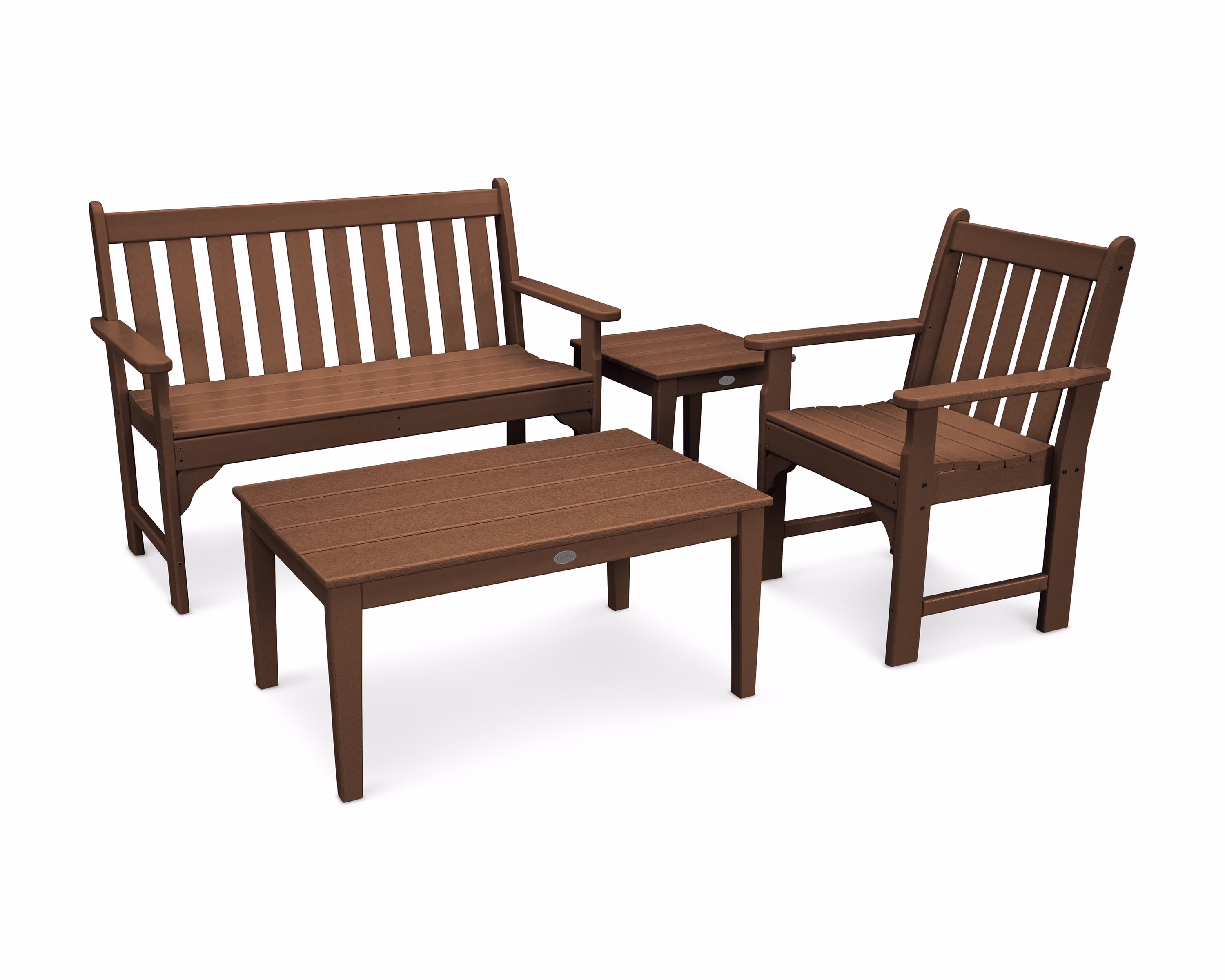 POLYWOOD Vineyard 4-Piece Bench Seating Set in Slate Grey - Image 4
