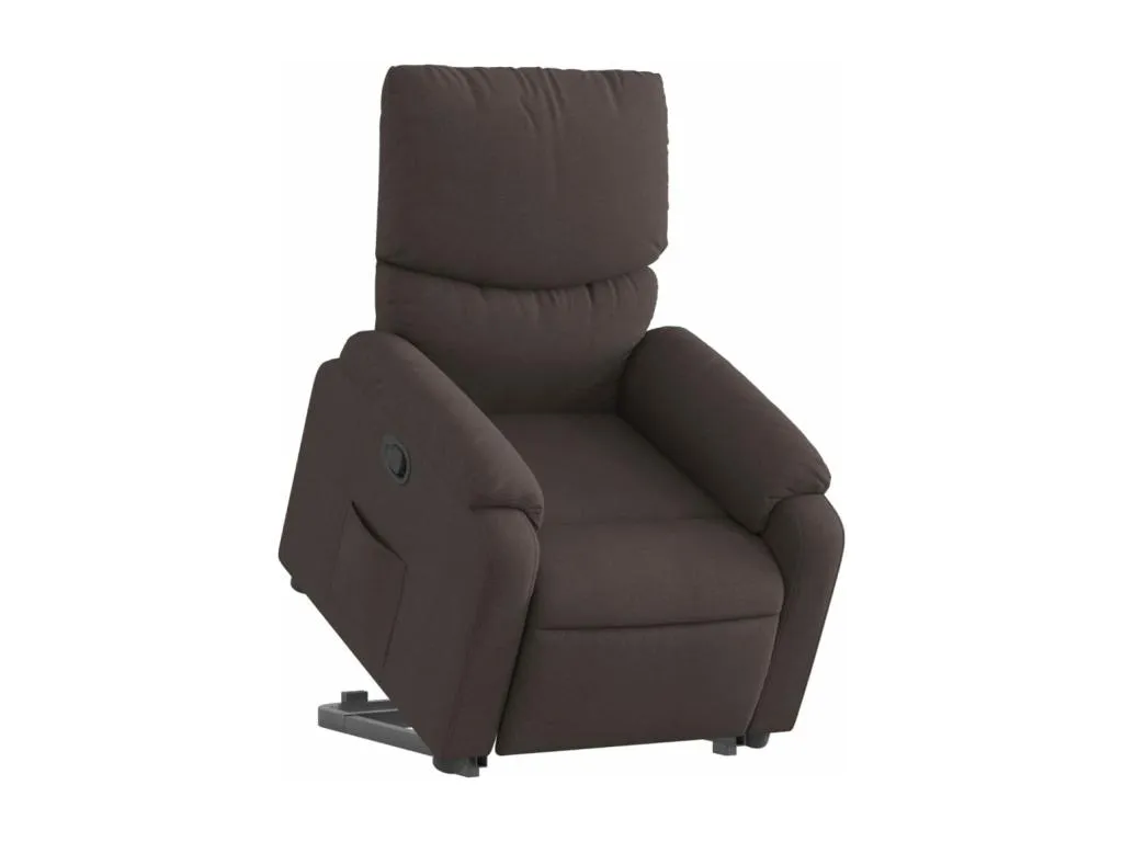 Sillón reclinable elevable tela marrón oscuro