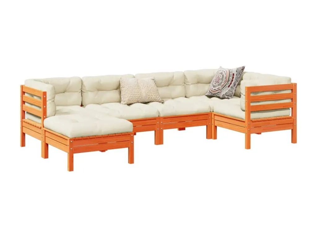Set de sofás jardín 6 pzas con cojines Francomuebleses marrón cera
