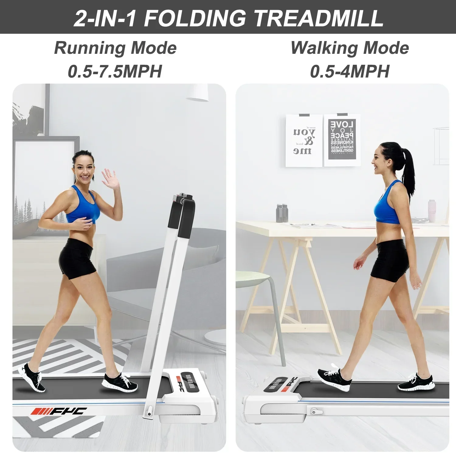 ikayaa 2 In 1 Under Desk Treadmill, 2.5 HP Folding - FYC - Image 2 ikayaa 2 In 1 Under Desk Treadmill, 2.5 HP Folding - FYC - Image 2