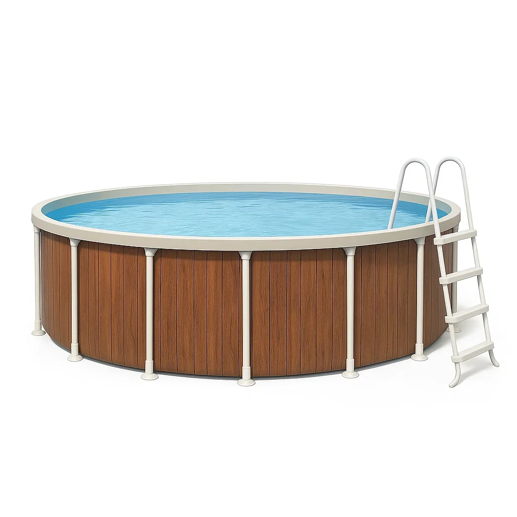 Piscina tubular redonda desmontable 298x96 cm Color madera con filtro y escalera xfJMzUW252oK