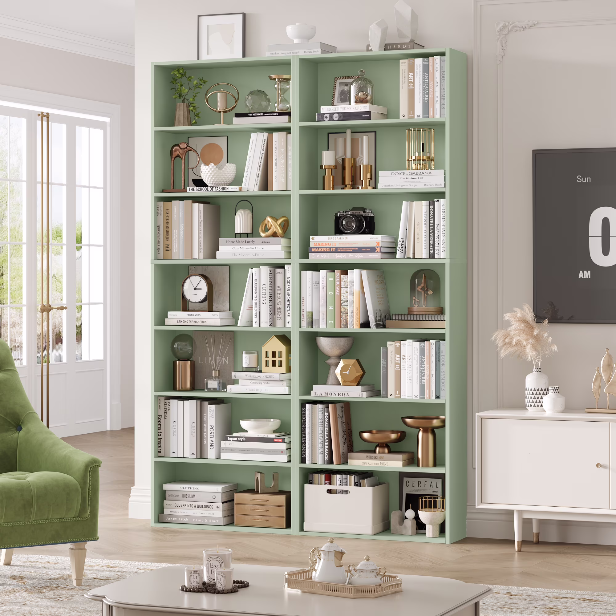 Homfa 82" Tall Bookcases, Freestanding Display Storage Shelves, 7-Tier Open Bookshelf for Home Office Living Room Bedroom, White - Image 8