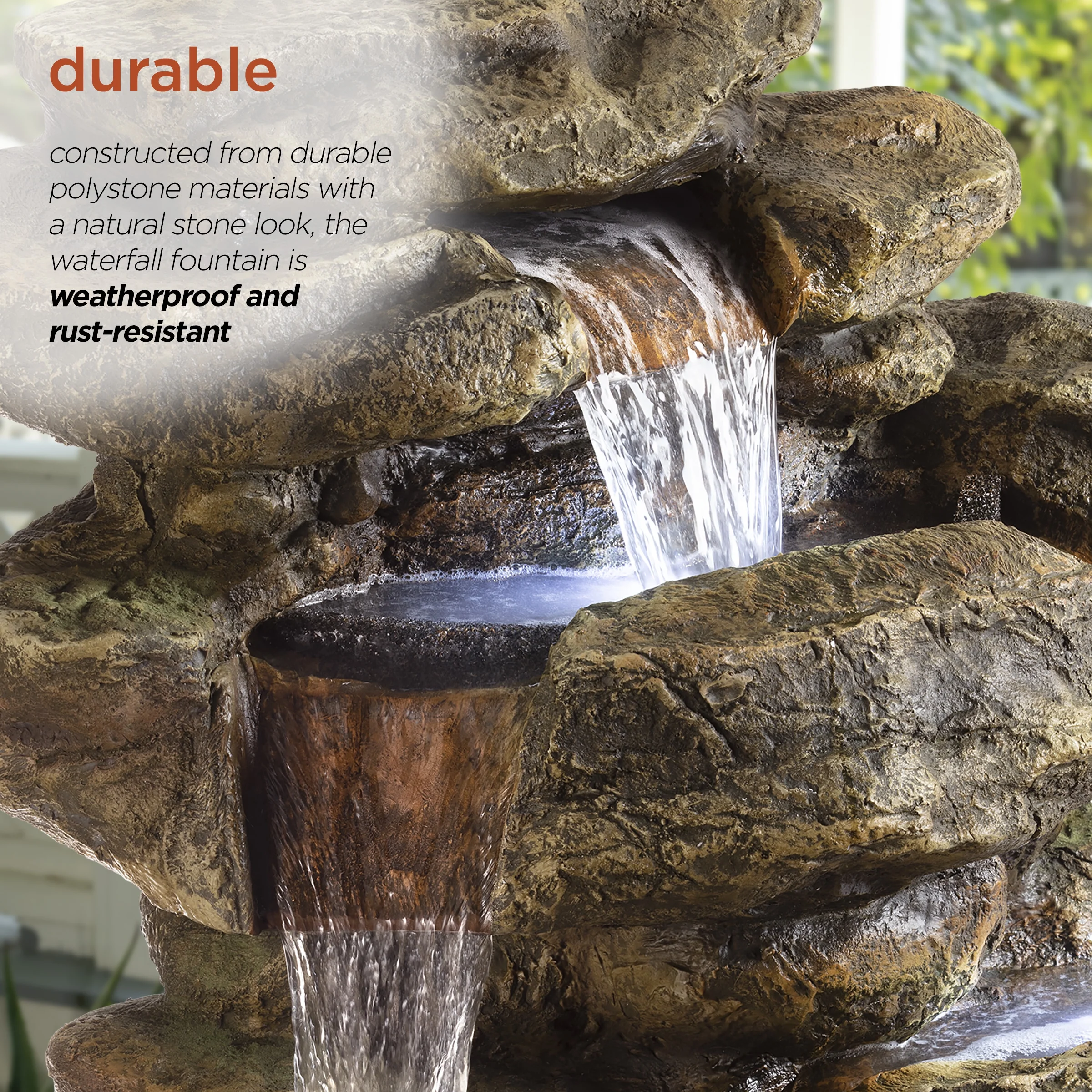 Alpine Corporation 6-Tier Amazonian Water Fountain with LED Lights - Image 2