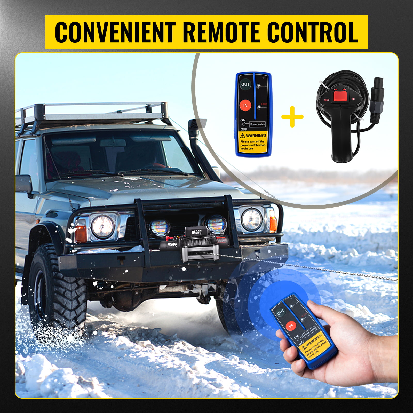 18000LBS Electric Winch 12V Steel Cable Off-road ATV UTV Truck Towing Trailer