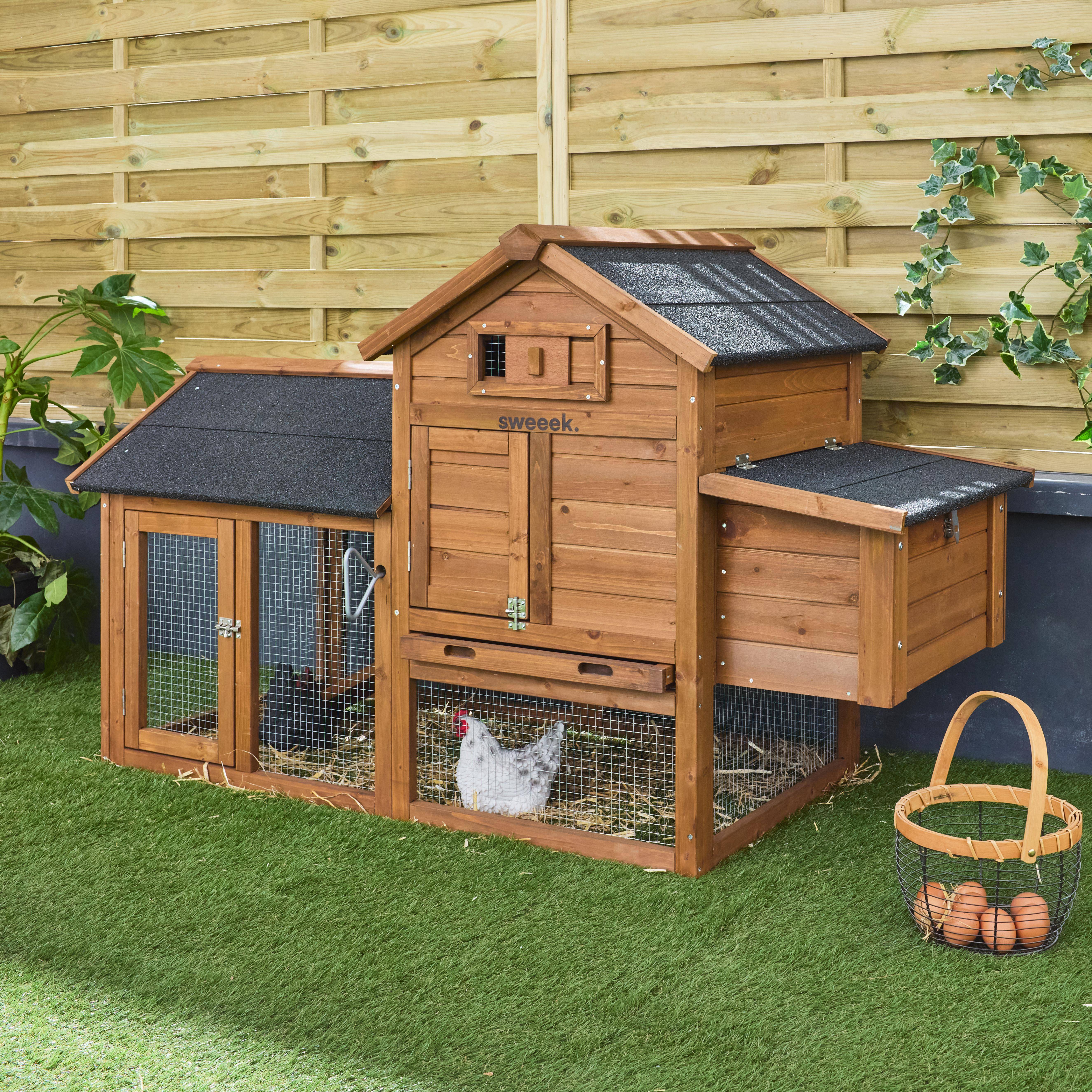 Galinette - Gallinero de madera con corral para 3 gallinas