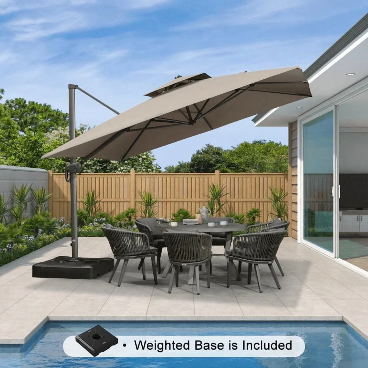 PURPLE LEAF Outdoor Cantilever Umbrella 10' X 13' Rectangle Umbrella Large Patio Umbrella Windproof Heavy Duty Hanging Offset Umbrella for Garden Outdoor Pool, Dark Grey - Image 21
