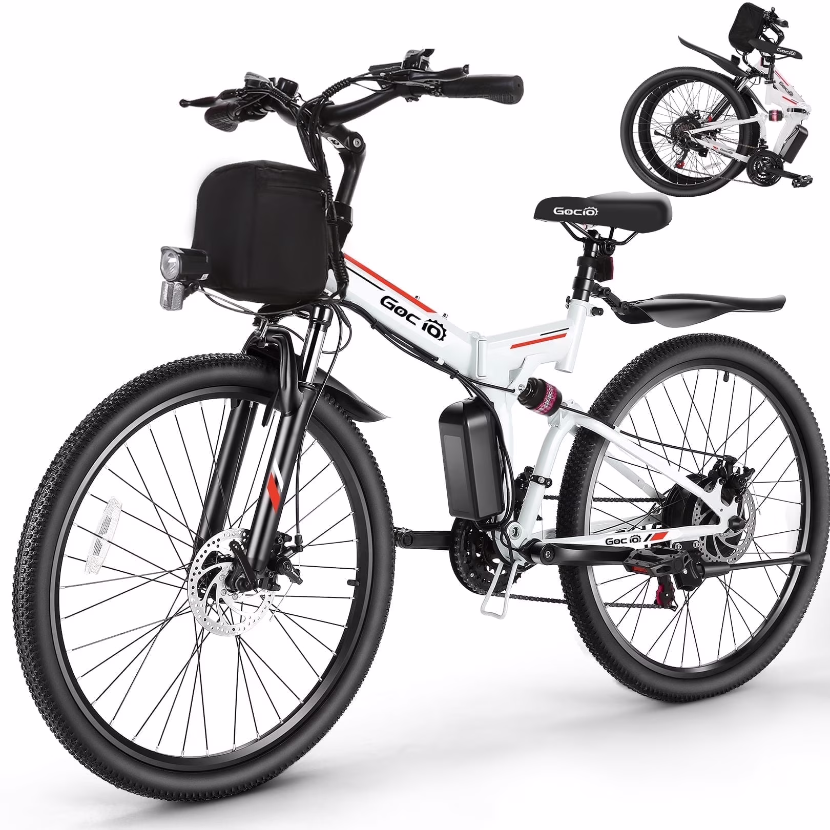 Gocio 26" Folding Electric Bike for Adults, 500W Electric Mountain Bike, Dual shock absorbers, 48V 7.8Ah Battery, Shimano 21 Speed, UL2849 - Image 5