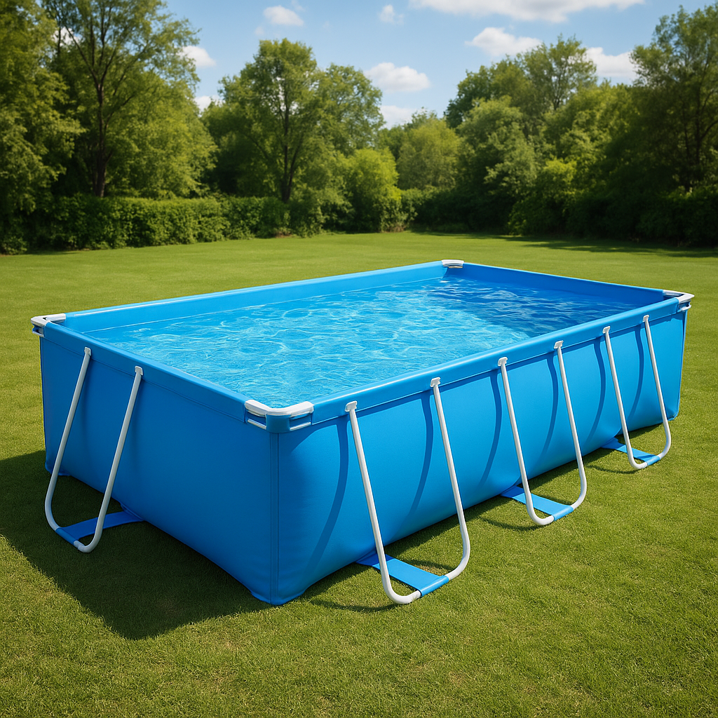 Piscina tubular rectangular Rectangular Sí Piscina PVC, Acero Exterior, Jardín, Terraza 404x201x100 cm Azul