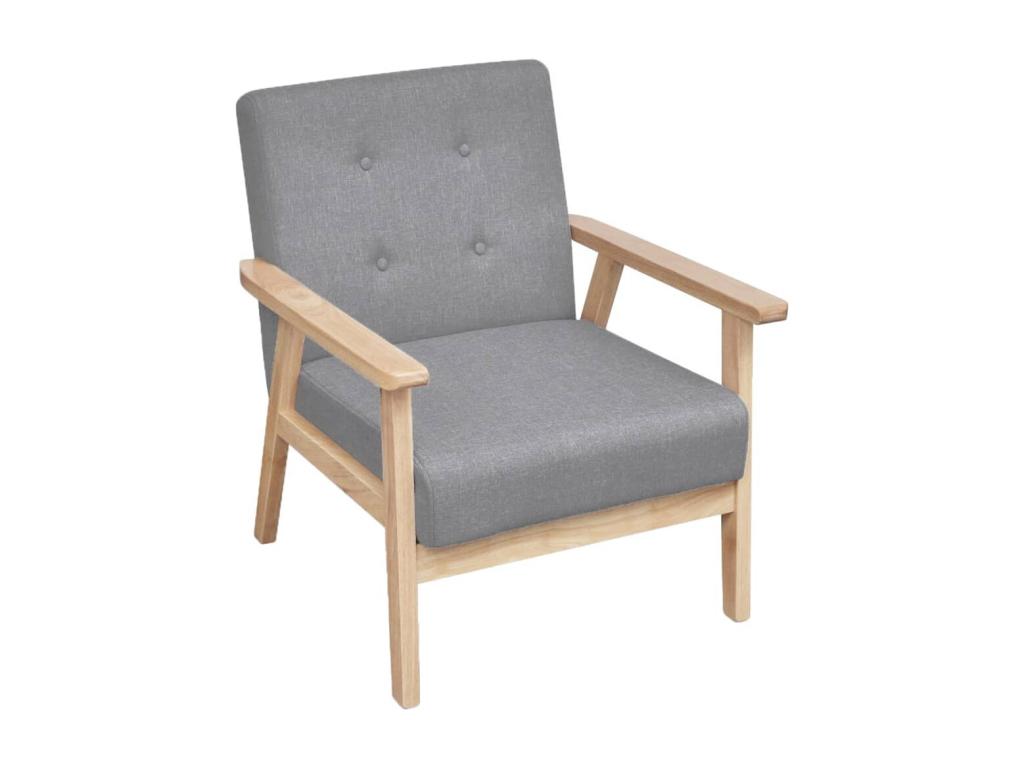Sillón de tela gris claro
