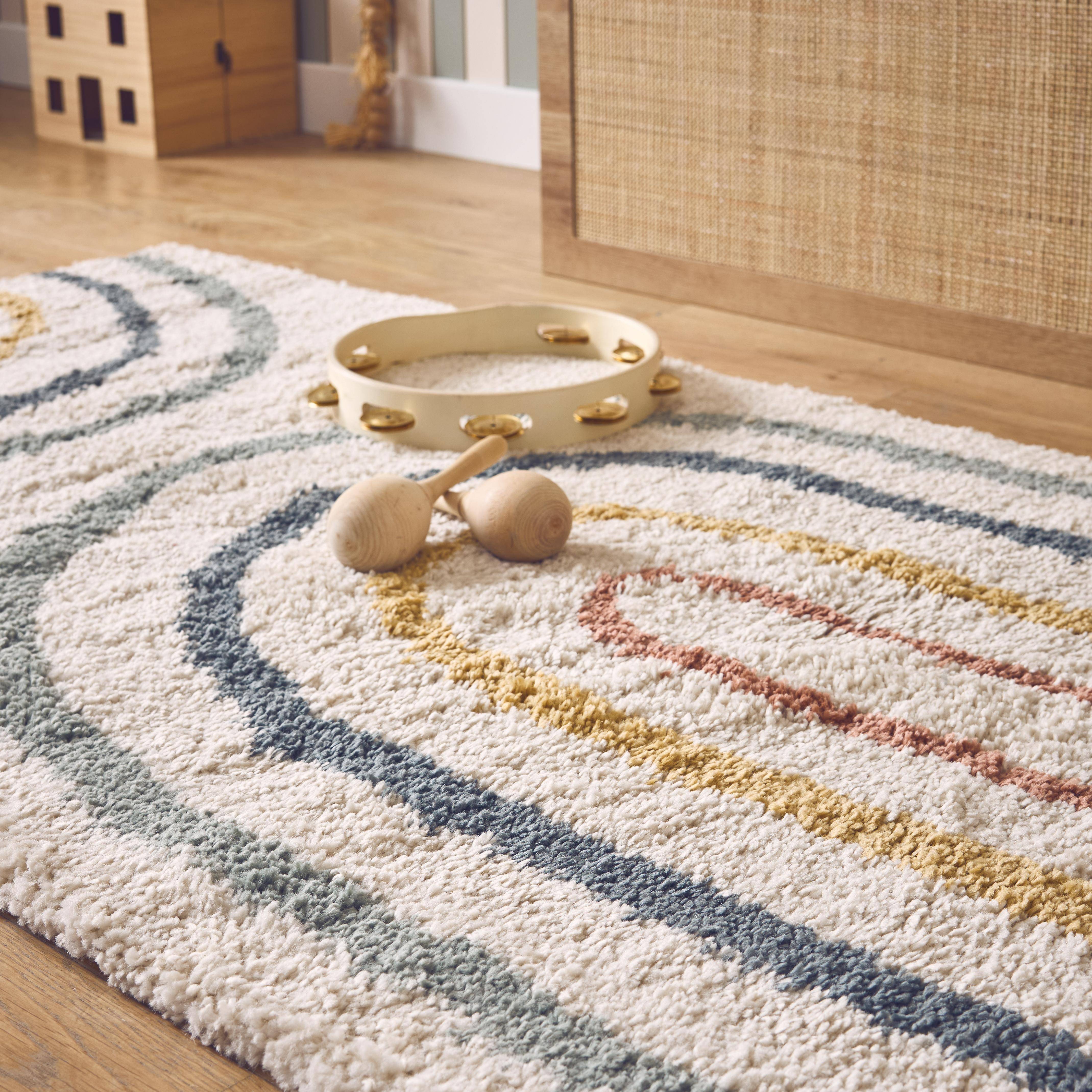 Dakota - Alfombra infantil rainbow, interior crema y multicolor