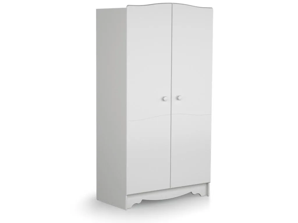 Armario infantil Nidovia, acabado madera blanca, 96x51x176 cm, 2 puertas hmr448547