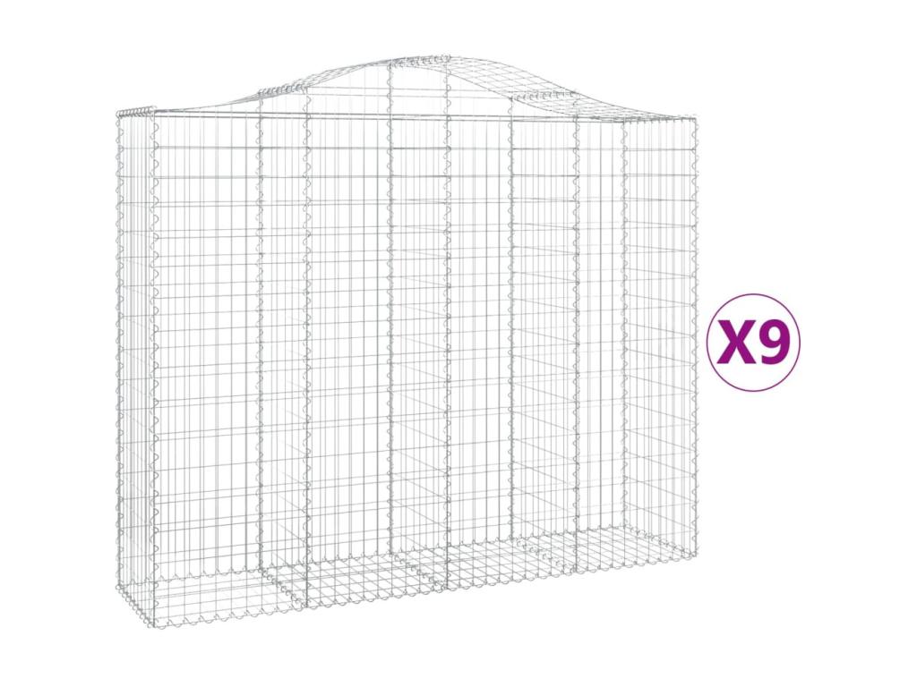 Cestas de gaviones arqueadas 9 piezas 200x50x160/180 cm Hierro galvanizado