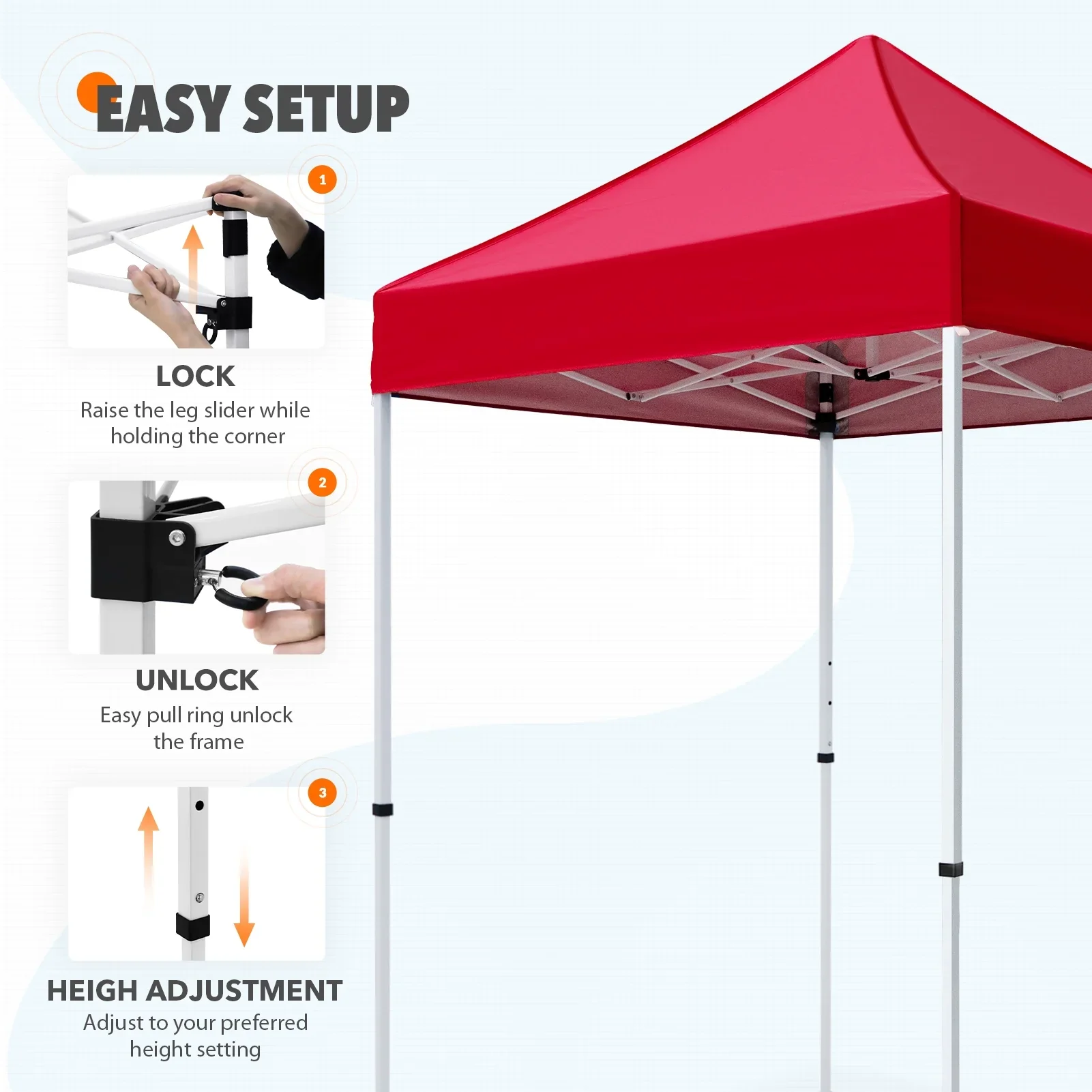 EAGLE PEAK 5x5 Pop up Canopy Tent Instant Outdoor Canopy Easy Set - up Straight Leg Folding Shelter（blue）