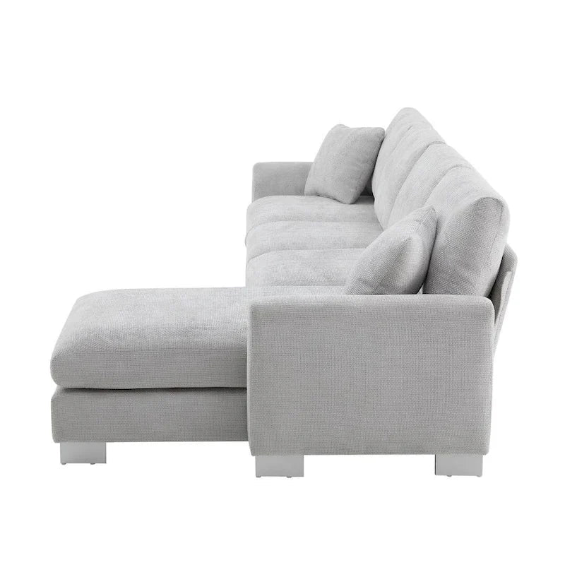 Spacious L-Shaped Chenille Sectional Sofa with Chaise Lounge for Living Room, Apartment, or Office