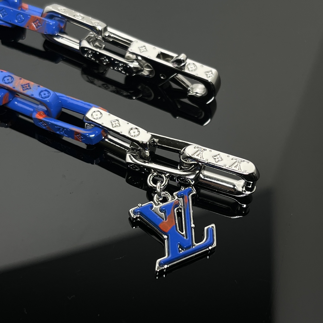 Louis Vuitton Blue Silver Mixed Color Men's Monogram Bracelet - Original Replica Club