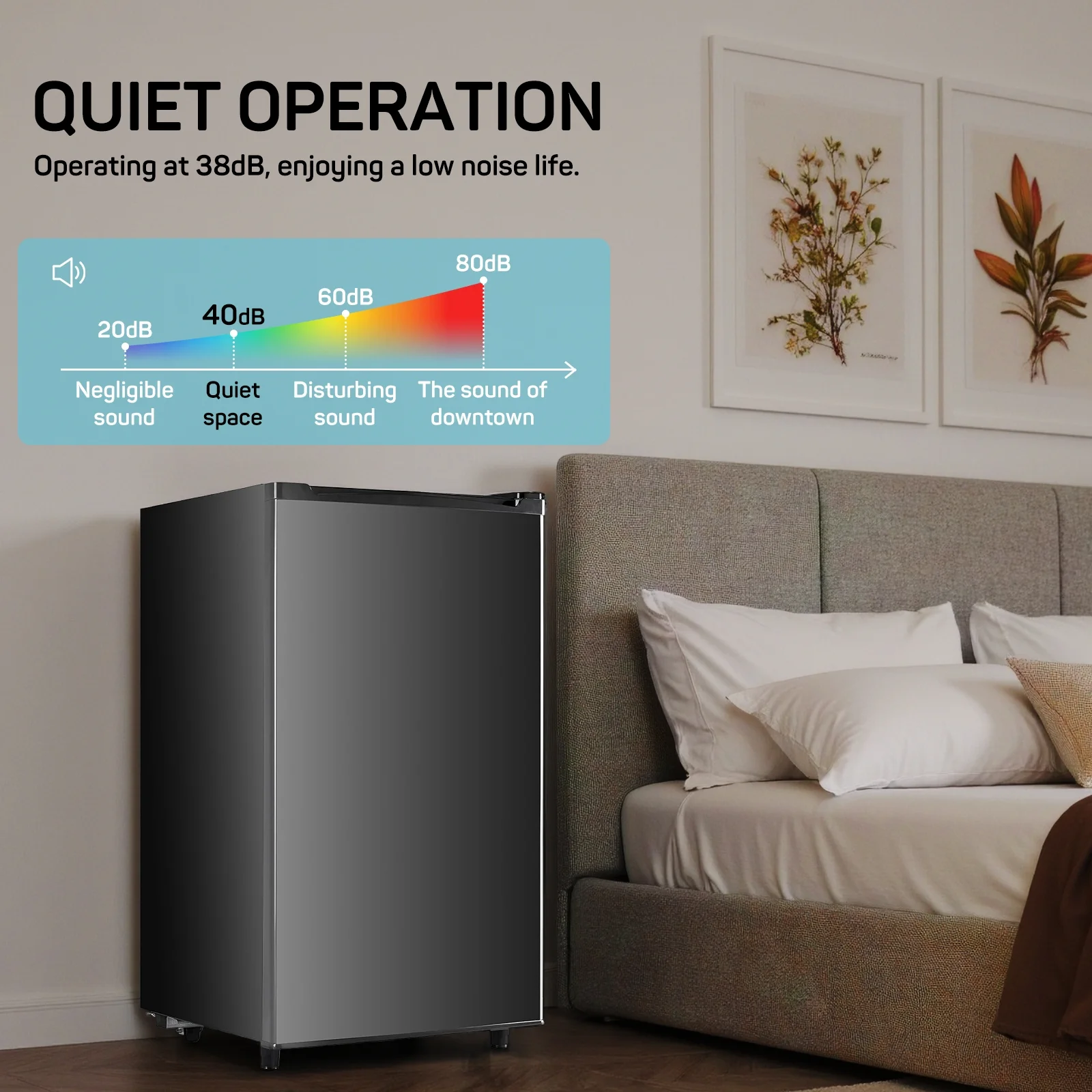 Upgraded Mini Fridge with Freezer, Compact Single Door, 3.2 Cu.Ft , Adjustable Thermostat, Low Noise, Perfect for Bedroom, Dorm, Office, 17.5" D x 17.7" W x 31.5" H, Black - Image 6