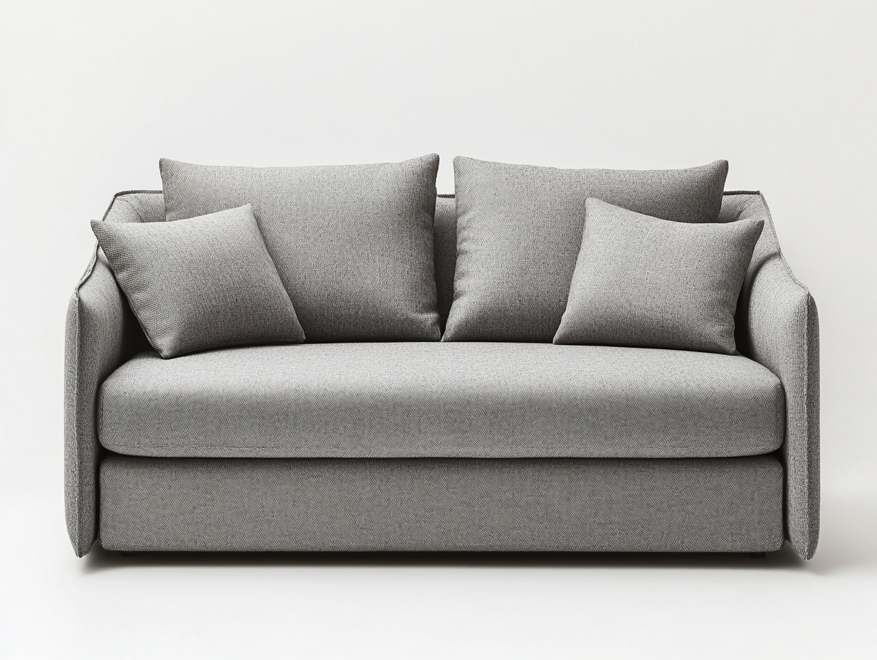 Sofá moderno de tela gris estilo contemporáneo ideal para sala de estar medidas 200x90 cm con función de cama