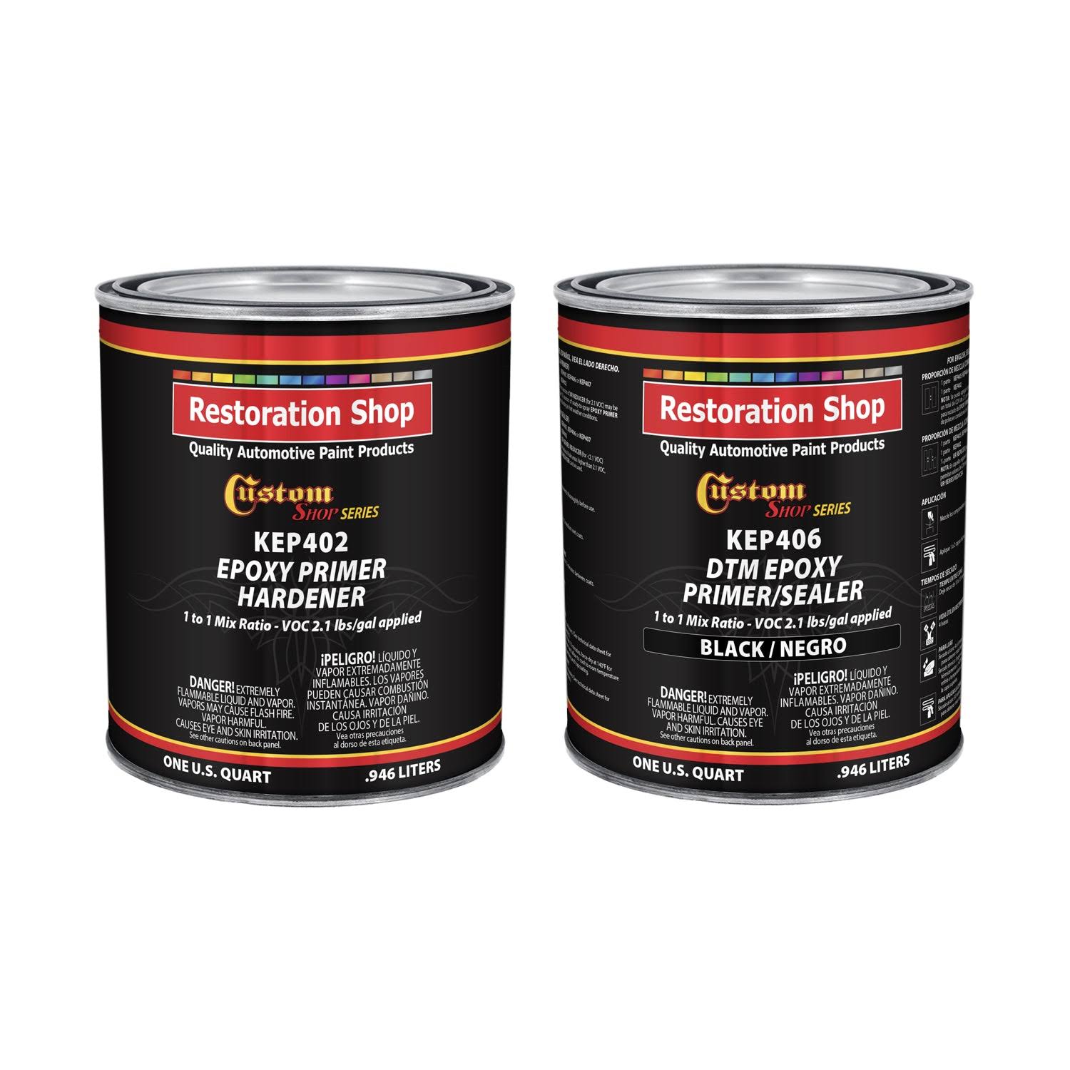 Custom Shop - Black Epoxy Primer/Sealer 2.1 VOC (1/2 Gallon Kit) Anti-corrosive DTM High-Performance Primer for Automotive and Industrial Use Kit =(Black/(Half Gallon Kit) 2 Quarts)