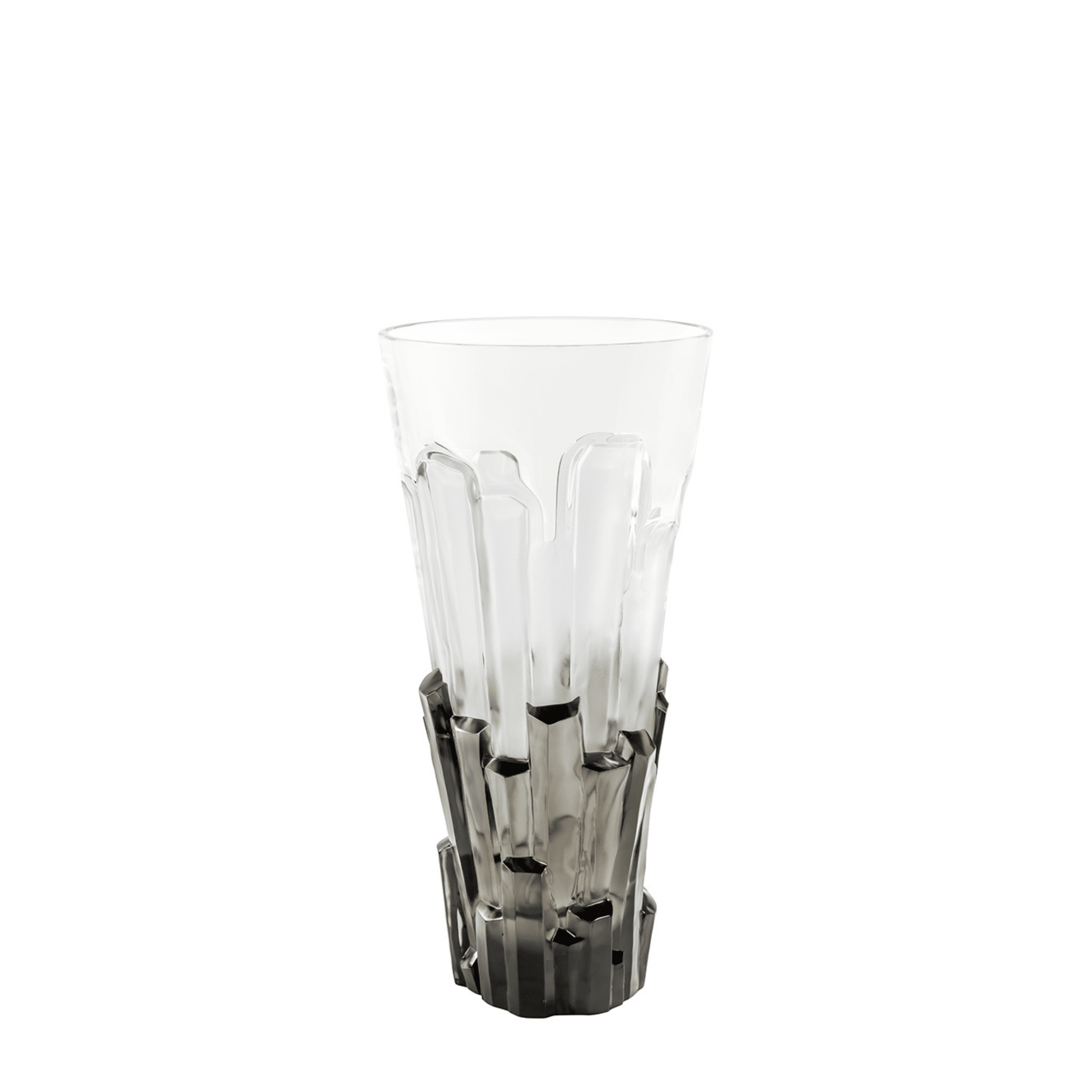 VASE BASALTE - CRISTAL INCOLORE ET GRIS