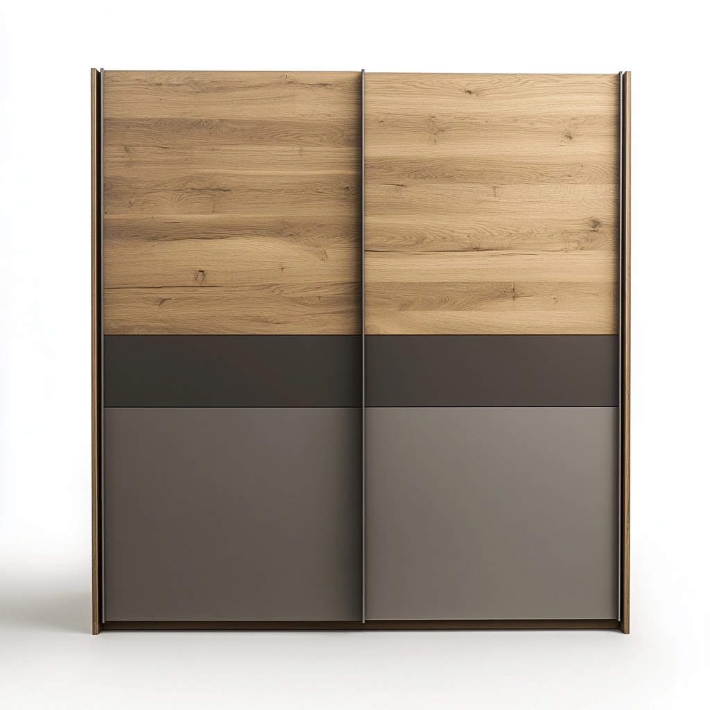 Armario moderno de madera con puertas correderas, acabado mate, gran capacidad de almacenamiento, 200x220 cm AM5228604