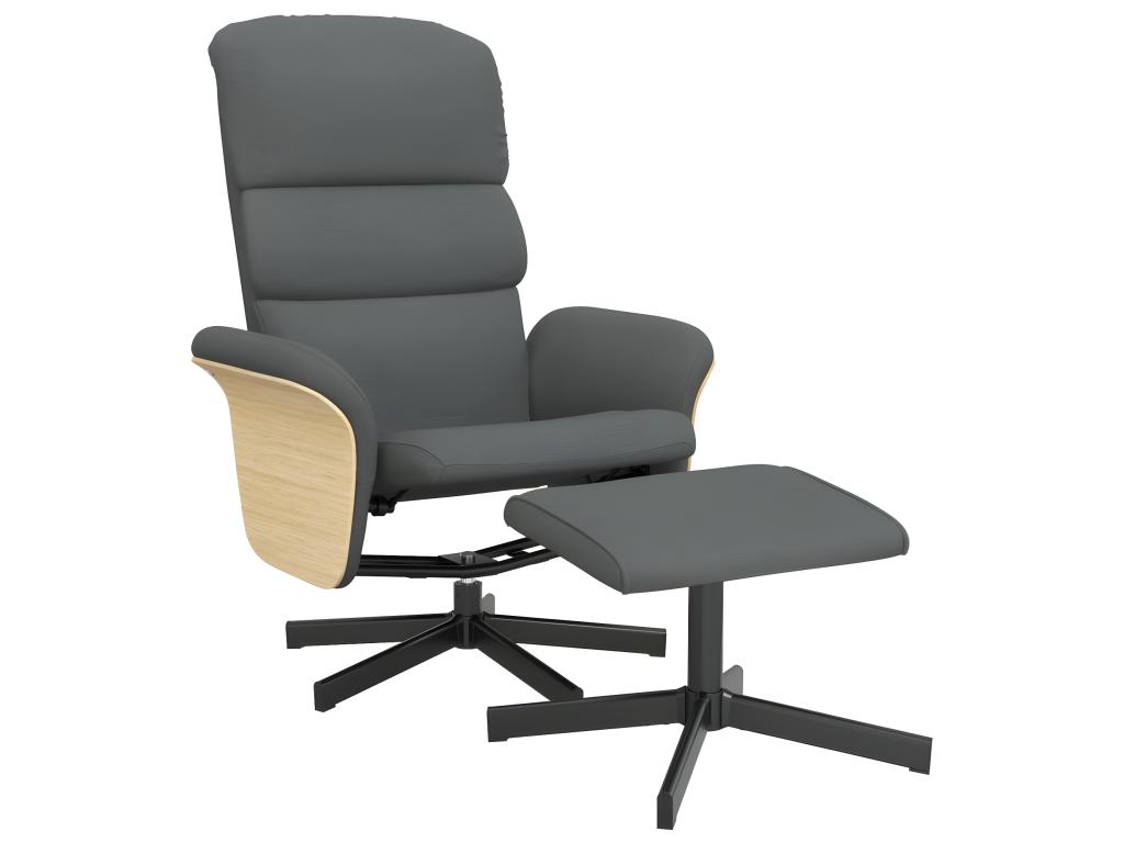 Sillón reclinable con reposapiés de tela gris oscuro