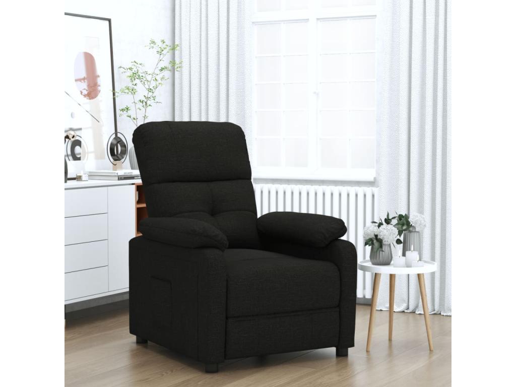 Sillón reclinable de tela negro
