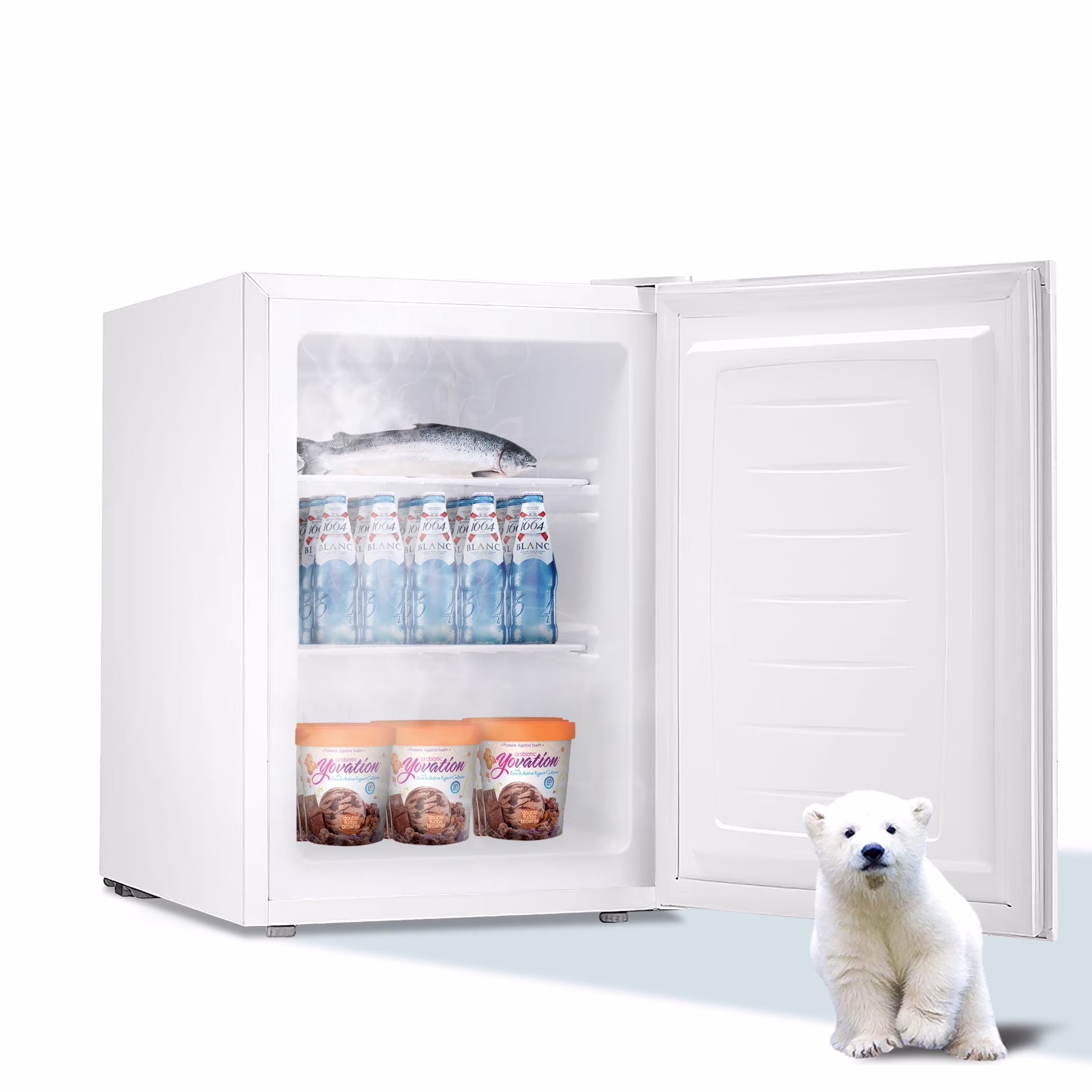 Electactic Upright Freezer, Energy Saving 2.1 Cu.ft Single Door Compact Upright Freezer with Reversible Door(White)(2.1 cu ft/White)