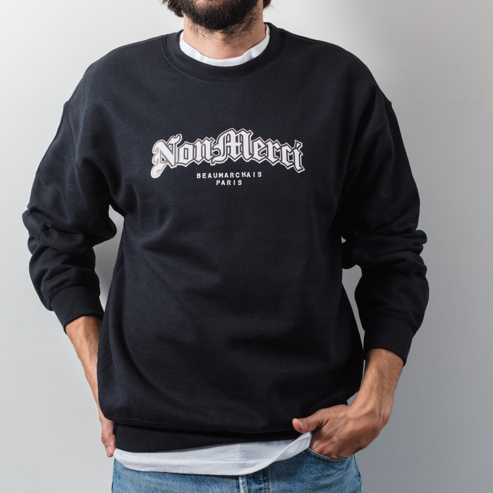Merci - Sweat Gothique Non Merci - Noir