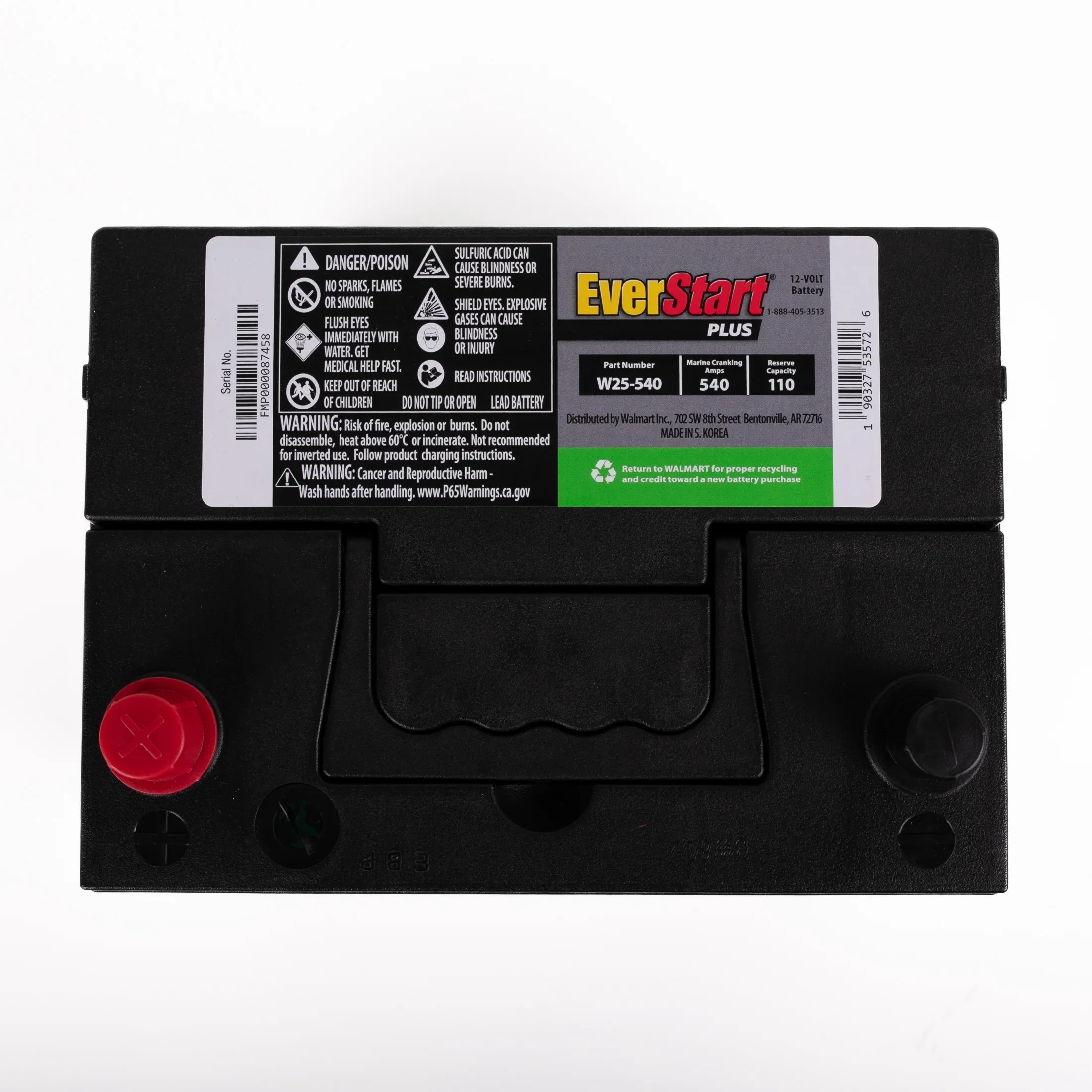 EverStart Plus Lead Acid Automotive Battery, Group Size 25 - 12 Volt 550 CCA 110 RC