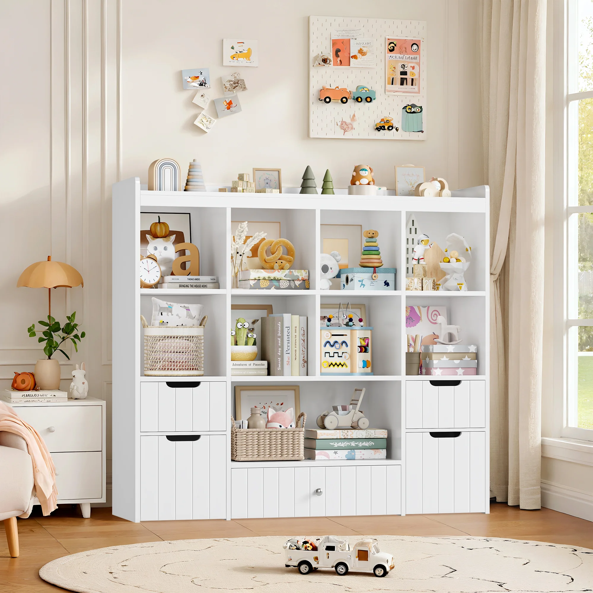 Homfa Kids Toy Storage Organizer with Cubby, Kids Toy Storage Chest with Removable Drawers, Kids Bookcase for Playroom Bedroom Living Room, Pink - Image 17