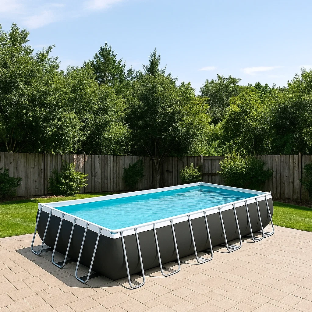 Piscina tubular rectangular,estructura metálica,color gris y blanco,instalación independiente,dimensiones 400x200x75 cm - lyG2WKX9xccj