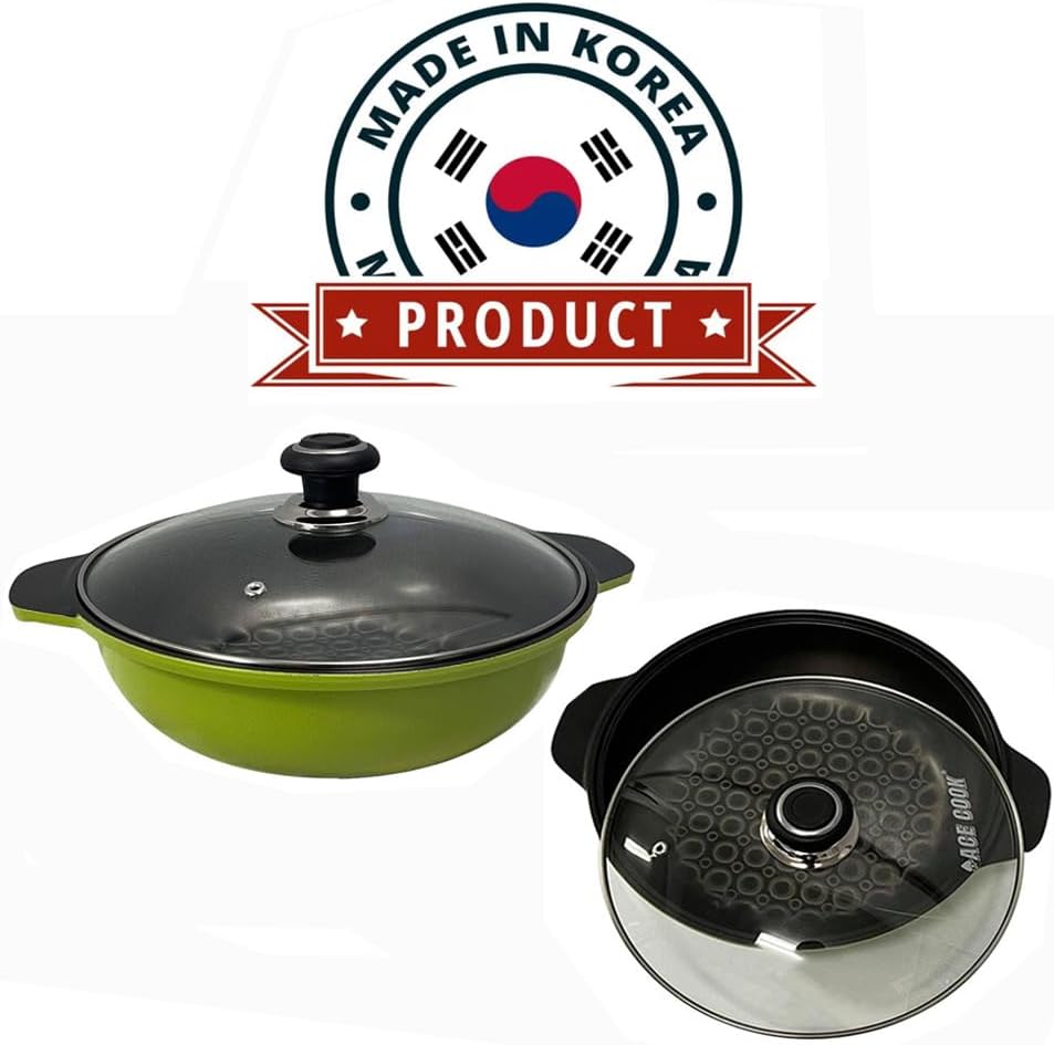 3D Green Bubble Diamond Coating Nonstick Wok 11
