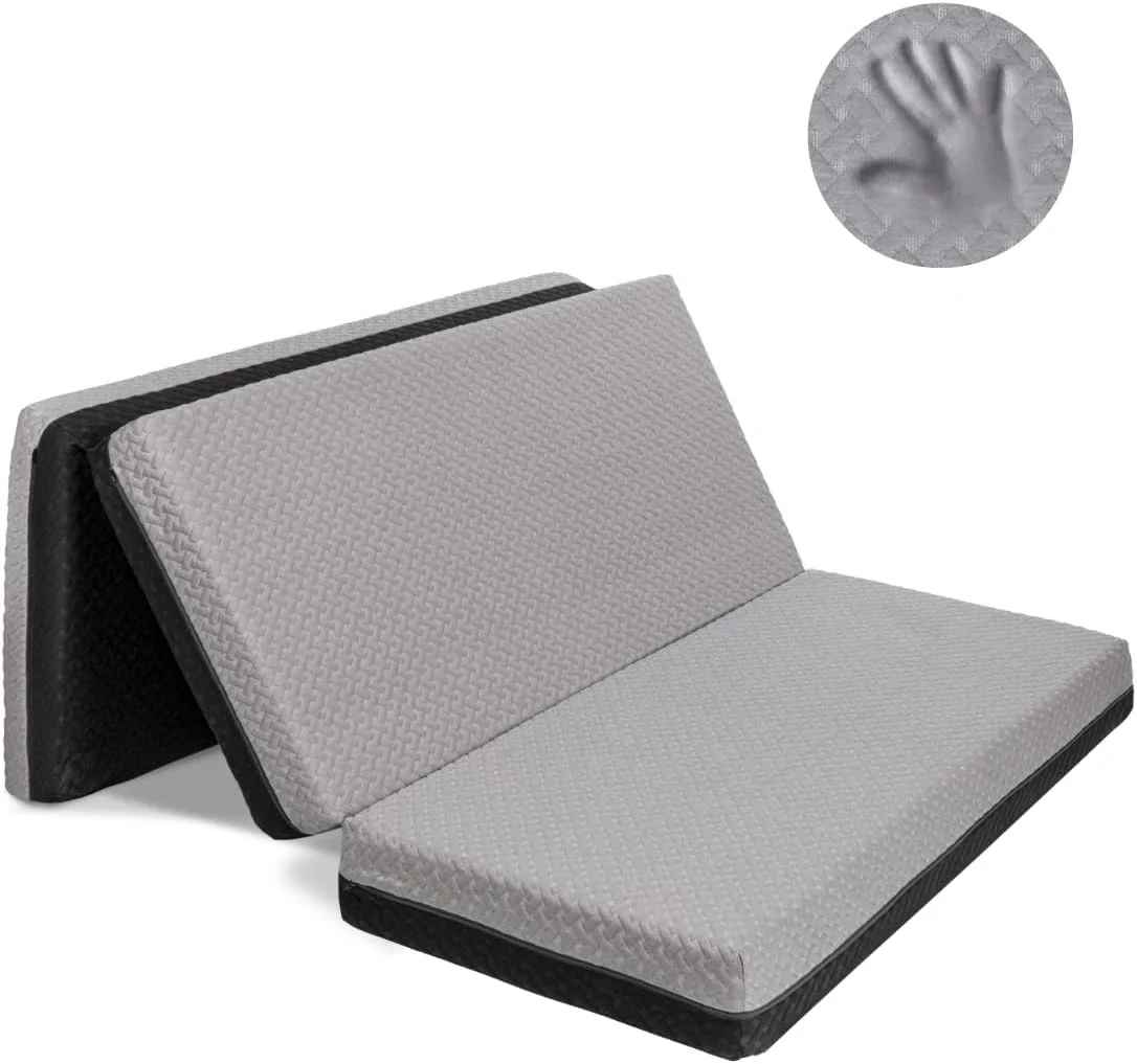 Milliard Dual Sided Premium Tri Folding Mattress, Memory Foam Foldable Mattress with Waterproof Washable Cover + Bonus Eye Mask Included