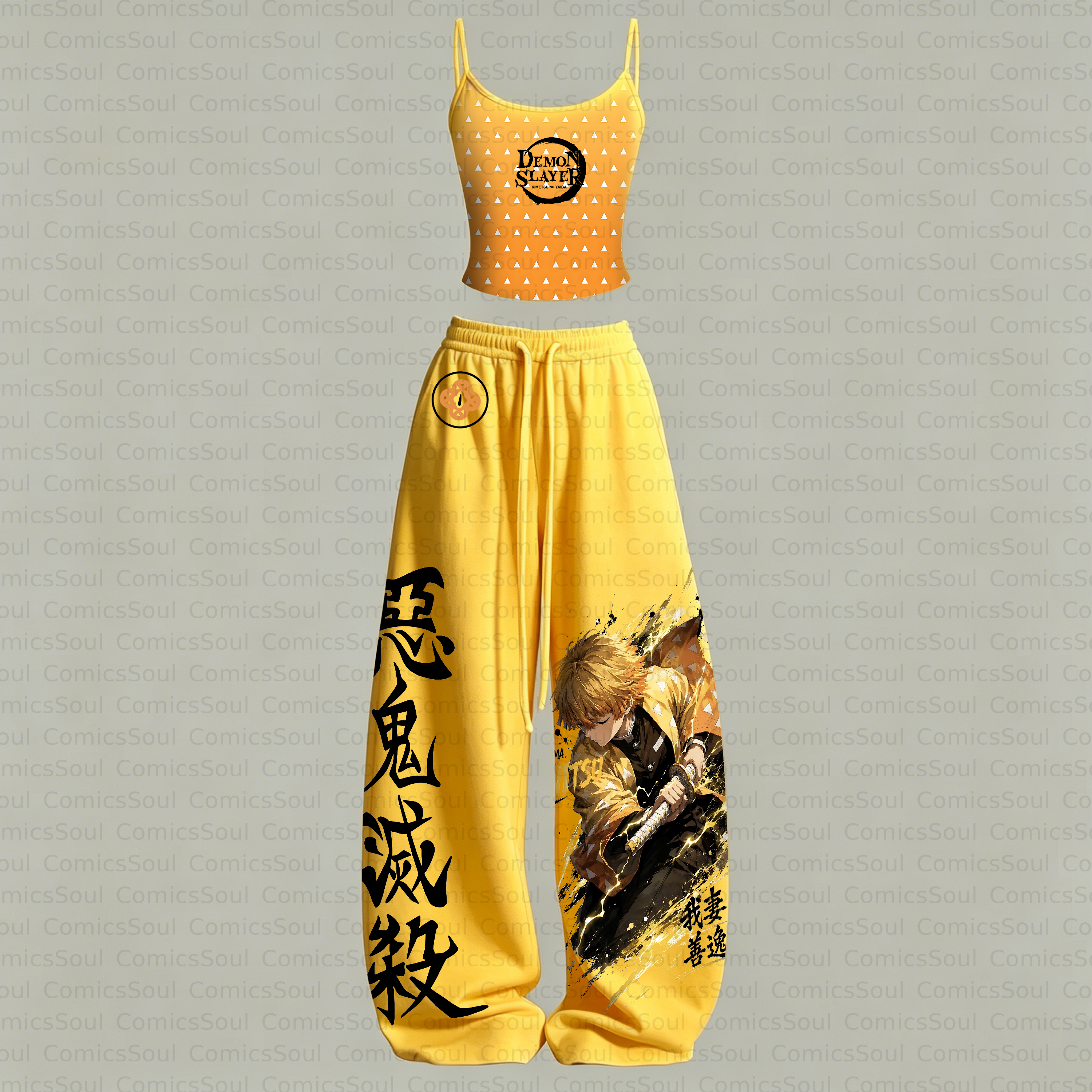 Demon Slayer Top & Elasticated Trousers Two-Piece Set 3051035 TeeThreads Sustain the Scene with Custom Apparel