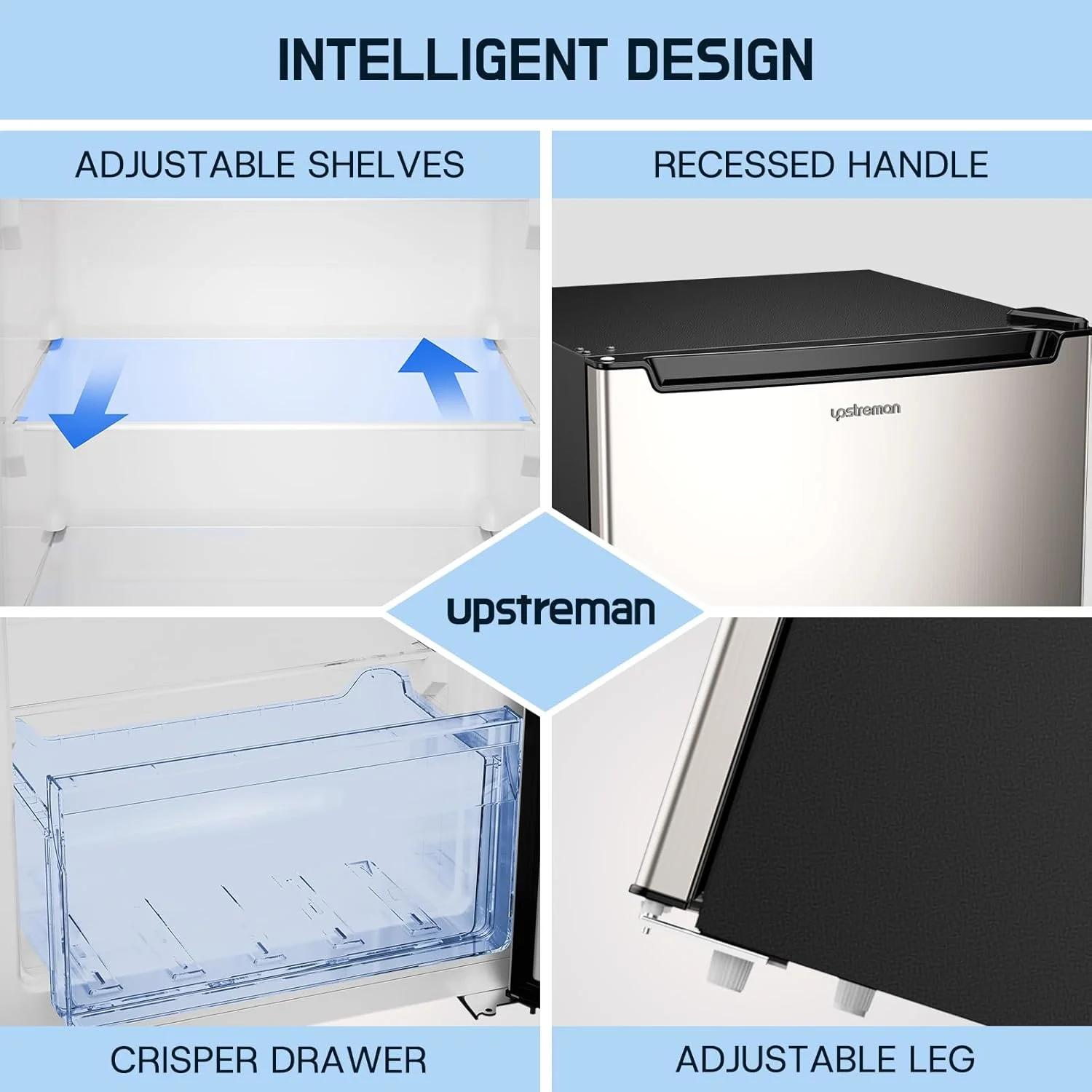 Upstreman 7.0 Cu.Ft Upright Freezer Convertible Fridge/Freezer, Garage Ready Deep Freezer with Reversible Door, UP70 White - Image 16