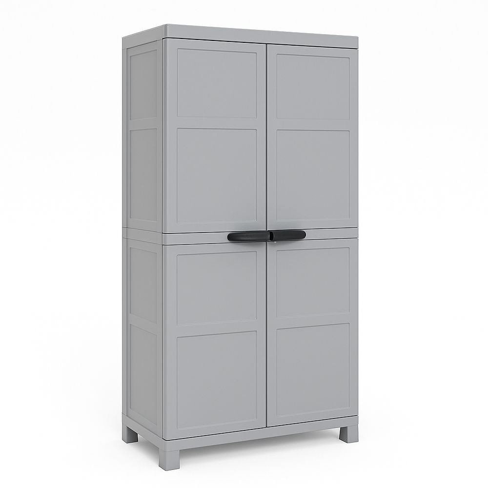 Armario Modular Gris con Cuatro Puertas, Almacenamiento Espacioso, Estilo Moderno, Estructura Robusta