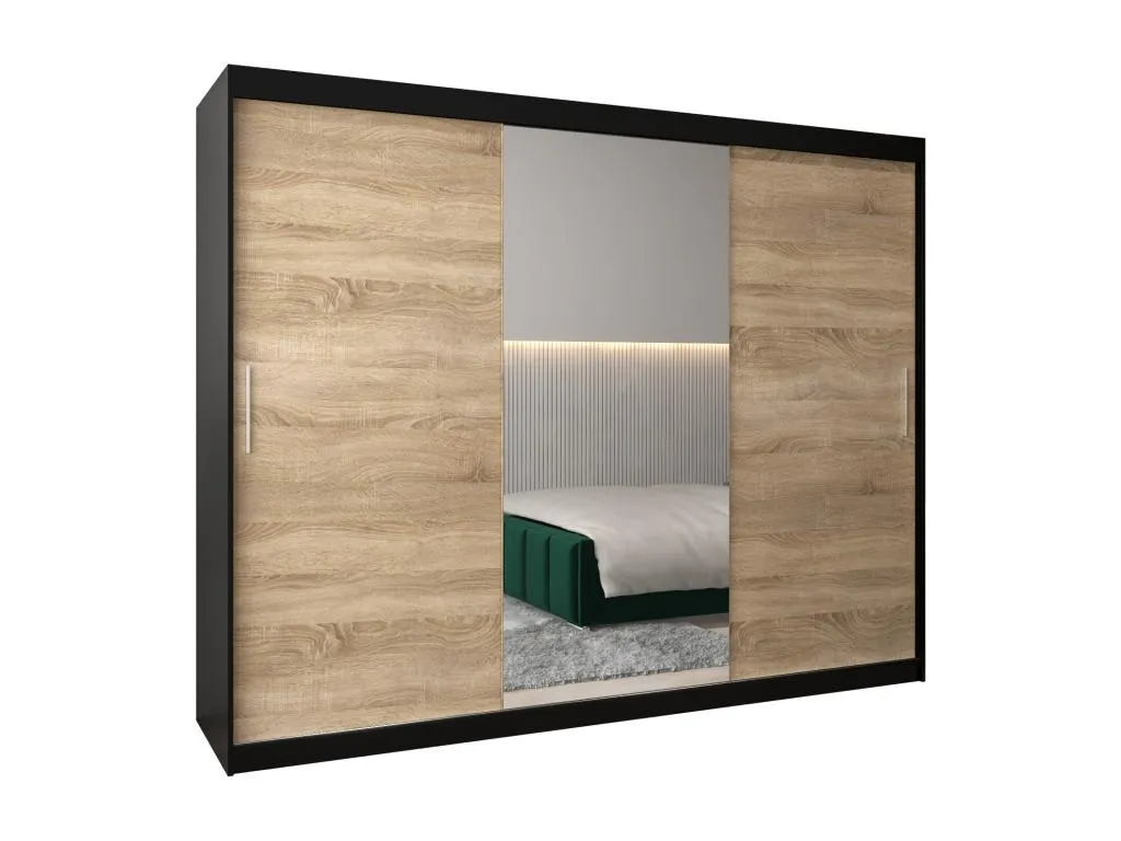 Armario Boverdeco 1 de puertas correderas 200/250/62 3 puertas (negro/Boverdeco)