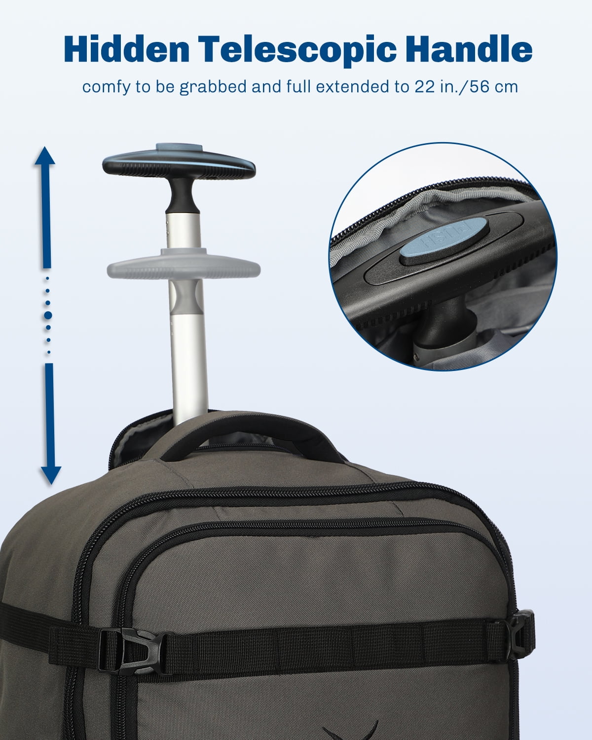Hynes Eagle 22" Hybrid Carry-On Luggage, Softside Rolling Backpack, Grey - Image 4