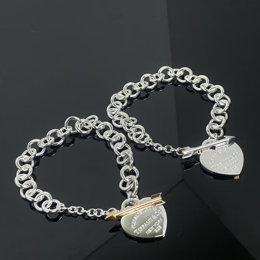 Tiffany Arrow Lovestruck Heart Tag Charm Chain Bracelet - Original Replica Club