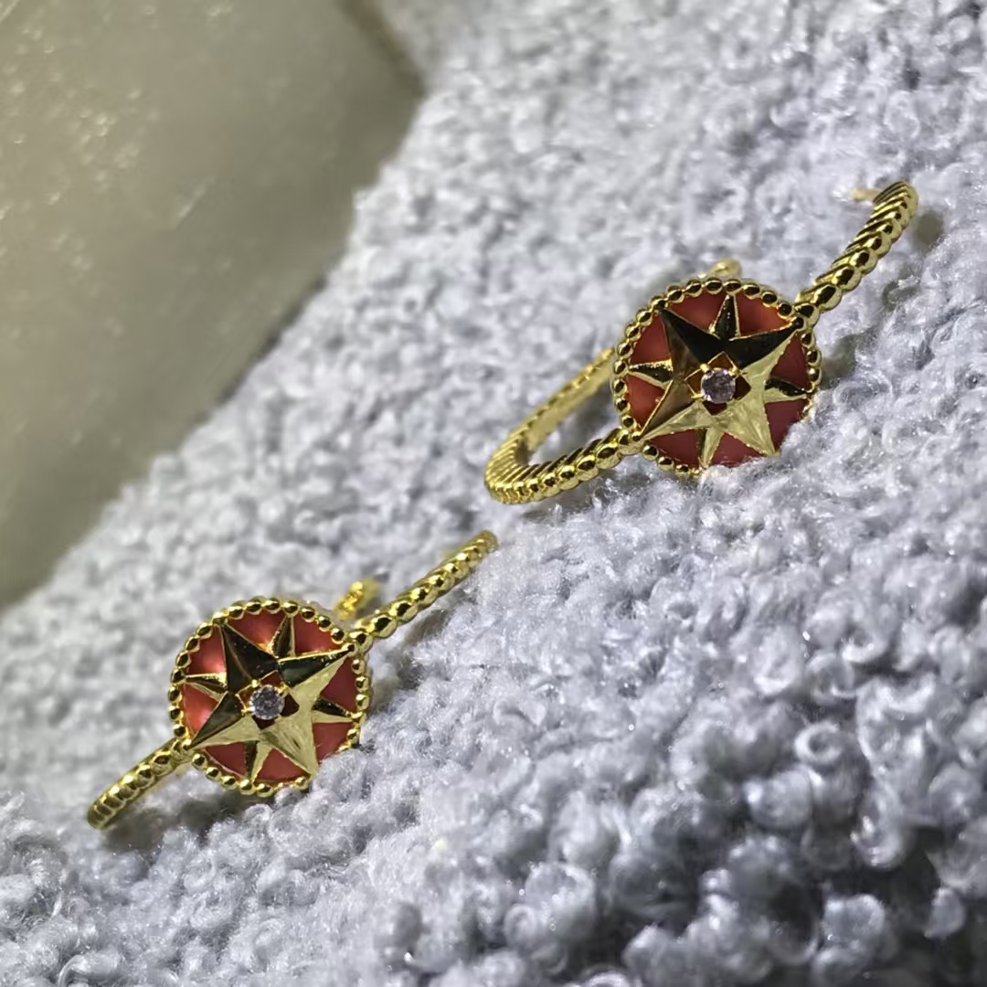 Dior Hoop Rose Des Vents Earrings - Original Replica Club