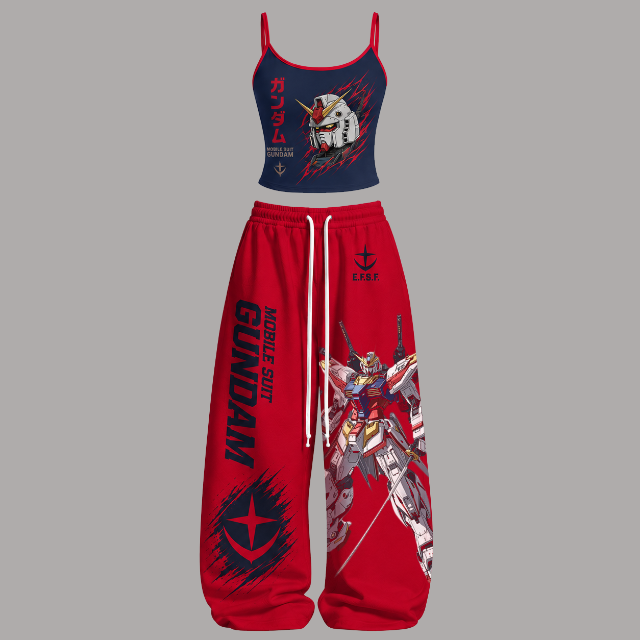 Gundam Top & Elasticated Trousers Two-Piece Set