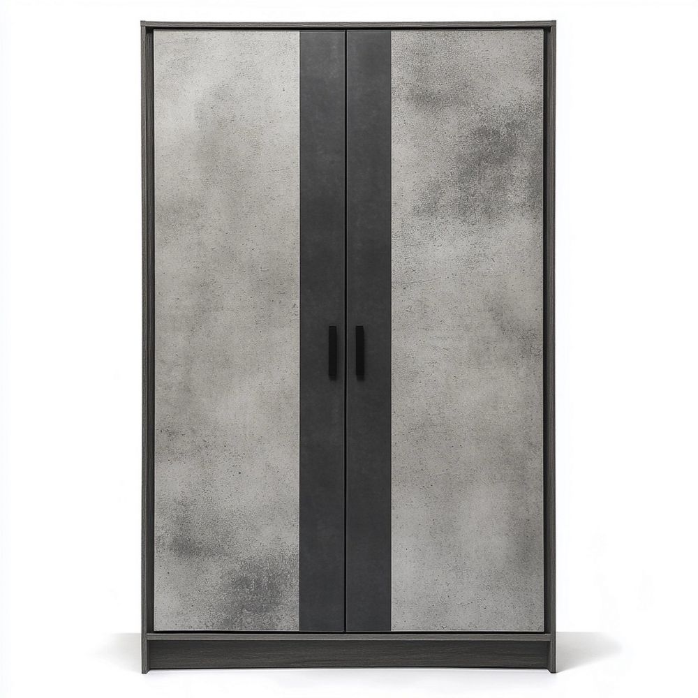 Armario de madera compuesta con paneles de melamina 2 puertas y estantes ajustables 120x50x200 cm Gris Negro