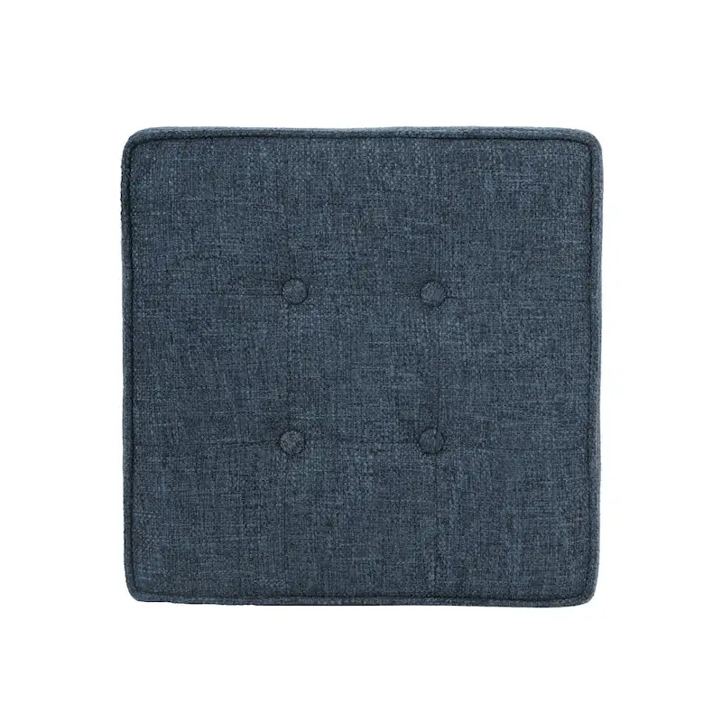 Navy Blue Woven Fabric Storage Ottoman - 18-Inch Square Tray Top