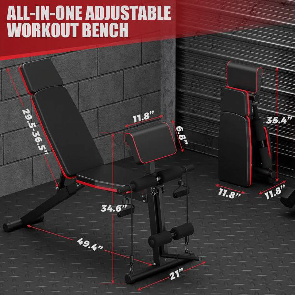 GIKPAL 7 Positions Adjustable Weight Bench,With Extended Headrest and Leg Extension,Foldable Workout Olympic Weight Bench Press for Full Body Strength Training,Maximum Weight 770 Lbs. - Image 5