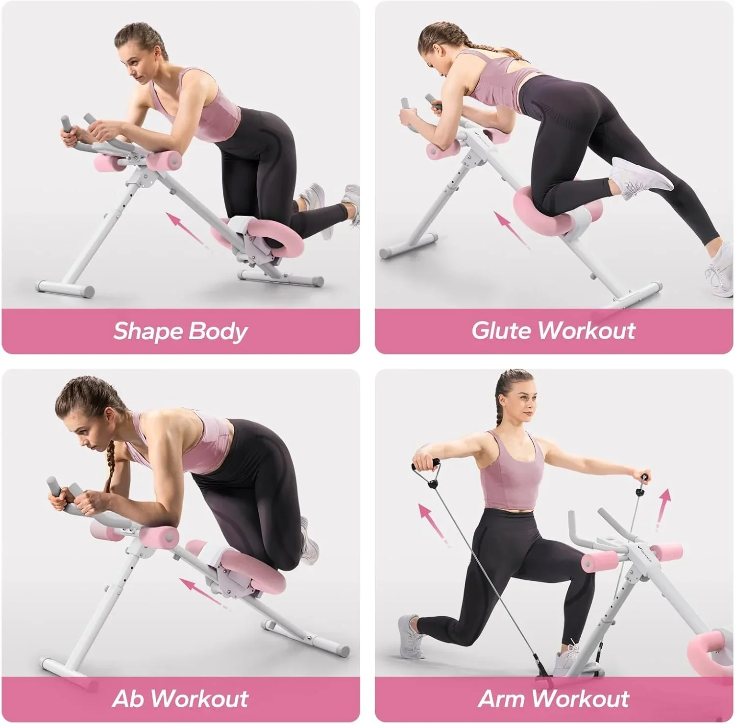 MERACH Adjustable Foldable Ab Trainer With Knee Protection, Pink - MR-2314 - Image 4 MERACH Adjustable Foldable Ab Trainer With Knee Protection, Pink - MR-2314 - Image 4
