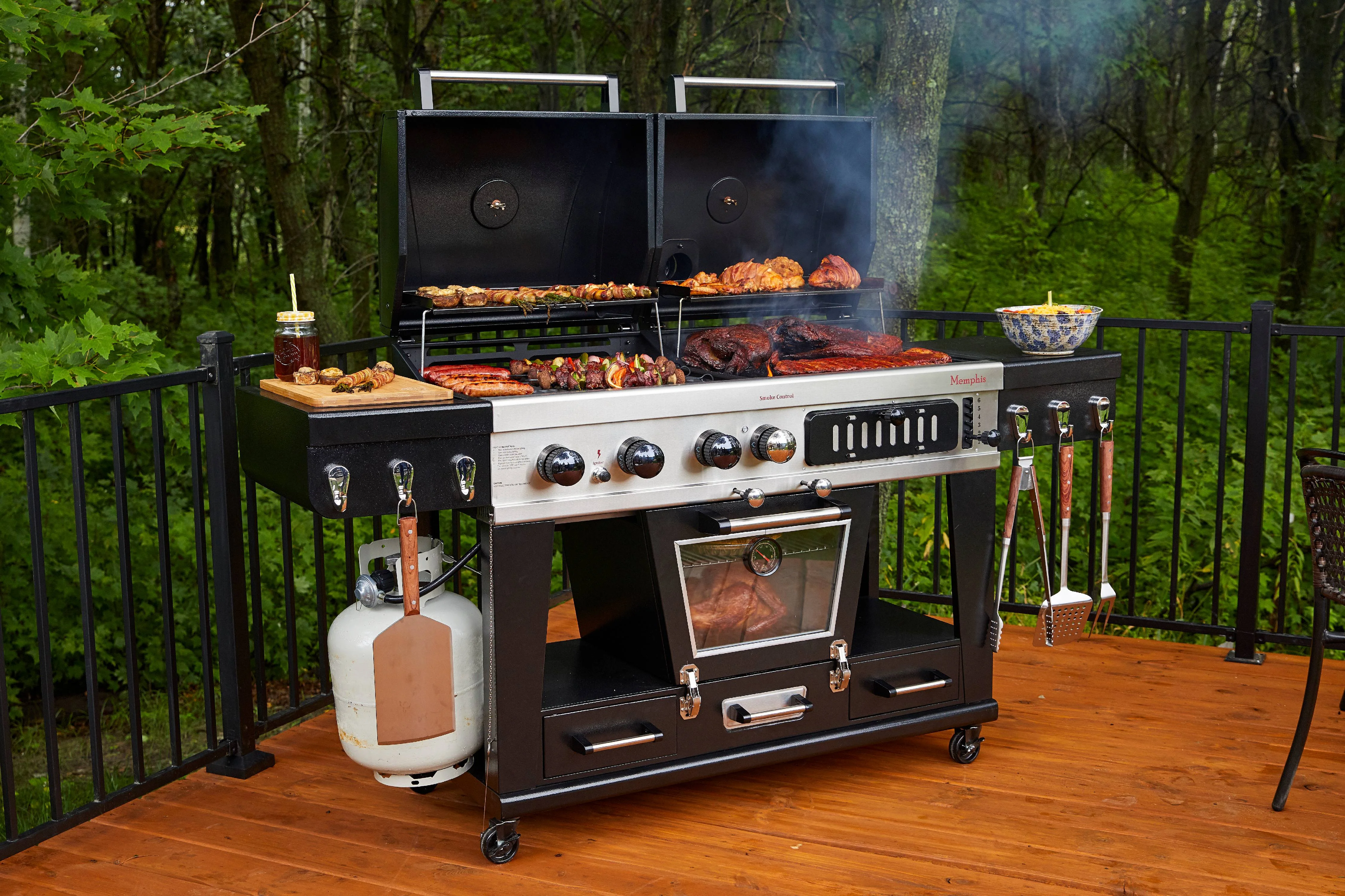 Pit Boss Memphis Ultimate Gas and Charcoal Combo Grill with Electric Smoker - Image 5