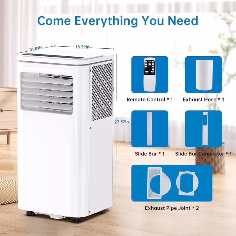 10000 BTU Portable Air Conditioner, 4 - in - 1 (Cool/Dehumidify/Fan) with Remote, LED Touch Control 24H Timer Window Mount Kit, Air Conditioners Cools Rooms up to 450 Sq.ft for Home, Office Room